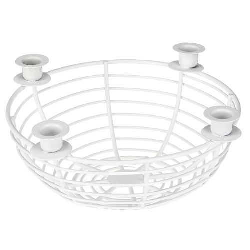 Product Candle holder in white decorative bowl made of metal Ø14cm H7cm