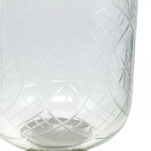 Floristik24 Lantern Glass Candlestick Antique Look Silver Ø11.5cm H42.5cm