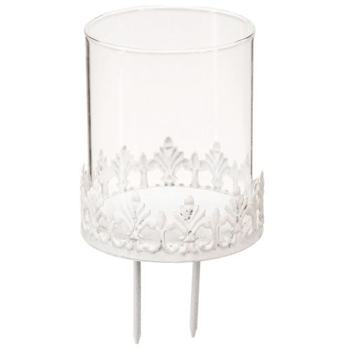 Candle holder with thorn tealight holder white H8cm 4 pcs