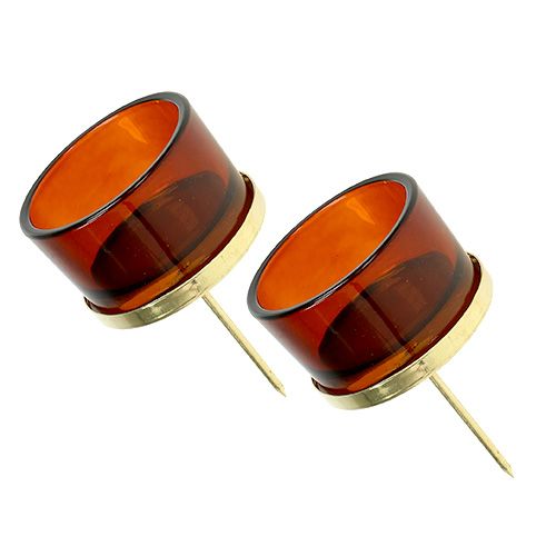 Floristik24 Candle holder with glass gold, brown 4pcs