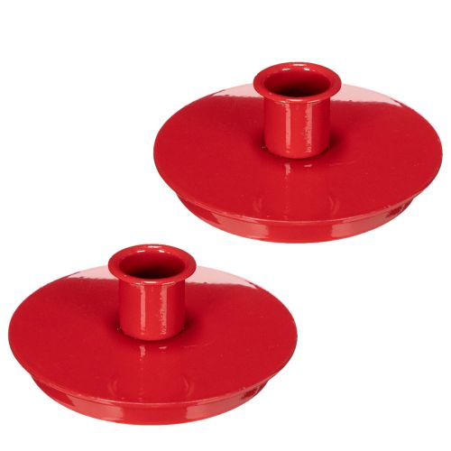 **Red Metal Candle Holders for Taper Candles, 10cm, Set of 2**

```html
<h2>Compact Red Metal Candle Holders for Taper Candles</h2>

<p>
This set of two red metal candle holders is a stylish and functional addition to your home decor. Designed to hold tap | Floristik24.co.uk