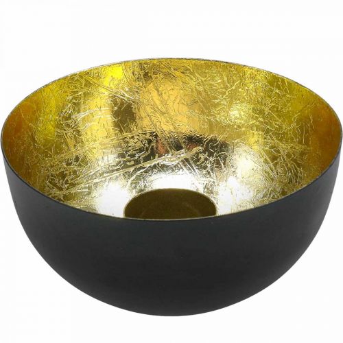 Candlestick Black Gold Christmas decoration Ø13cm H6.5cm