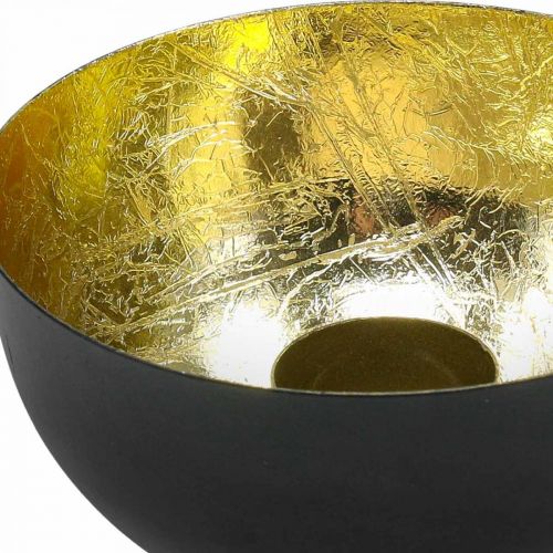 Floristik24 Candlestick Black Gold Christmas decoration Ø13cm H6.5cm