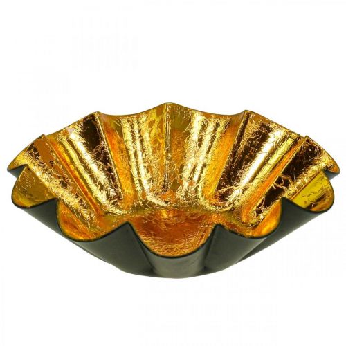 Floristik24 Tea light holder Christmas decoration baking pan black gold Ø10cm