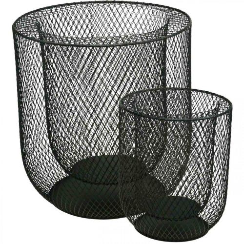 Product Candlestick black metal wire basket Ø28.5/18cm set of 2