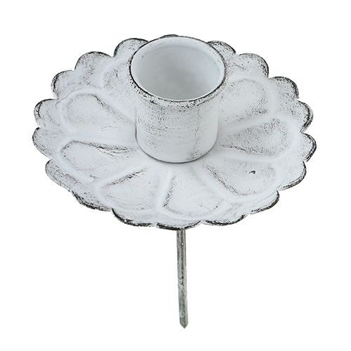 Floristik24 Candle holder for sticking white Ø8cm H11cm