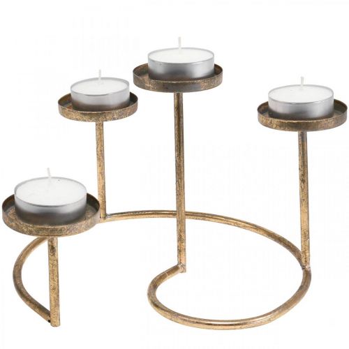 Floristik24 Candleholder Golden tea light holder Vintage 4-flame Ø28cm