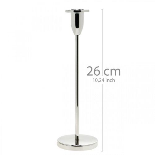 Floristik24 Candlestick silver metal decoration candlestick modern H26cm