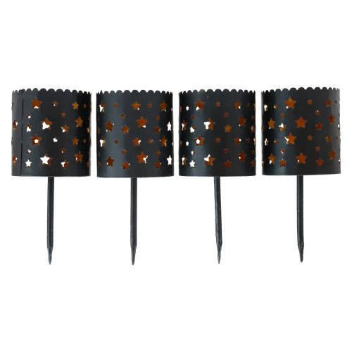 Floristik24 Candle holder advent wreath to stick black gold Ø6cm 4pcs