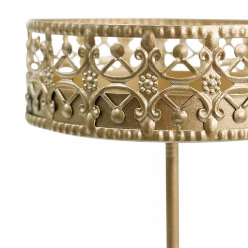 Floristik24 Filigree candle holder for sticking Golden Ø6.4cm H12.5cm 4 pcs Antique look