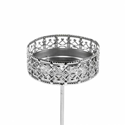 Floristik24 Filigree candle holder for sticking silver Ø6.4cm H12.5cm 4 pcs antique look