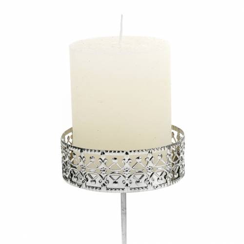 Floristik24 Floral Candle Holders Silver Ø7.4cm H12.5cm Antique Look 4 pcs