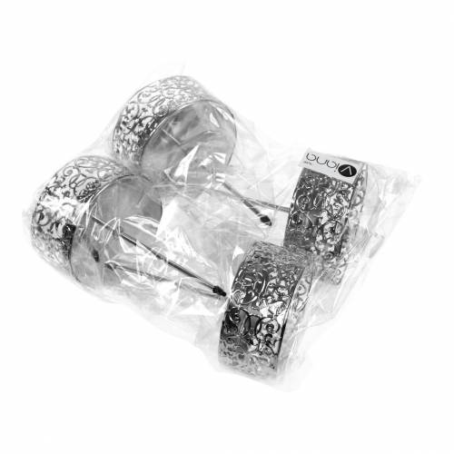 Product Floral Candle Holders for Sticking Silver Ø8.8cm H13.7cm 4 pcs Antique Look