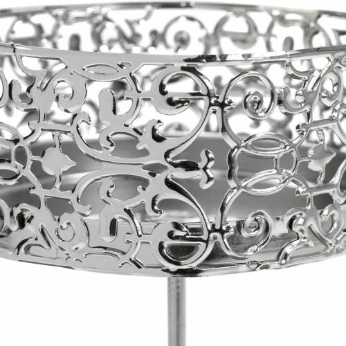 Floristik24 Floral Candle Holders for Sticking Silver Ø8.8cm H13.7cm 4 pcs Antique Look
