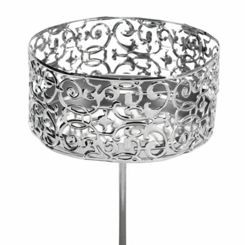 Floristik24 Floral Candle Holders for Sticking Silver Ø8.8cm H13.7cm 4 pcs Antique Look