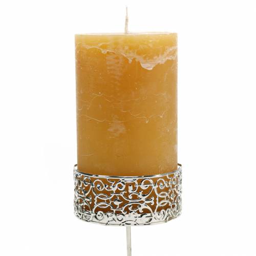 Floristik24 Floral Candle Holders for Sticking Silver Ø8.8cm H13.7cm 4 pcs Antique Look