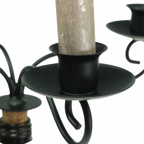Floristik24 Candle holder for bottle four-armed black Ø28cm