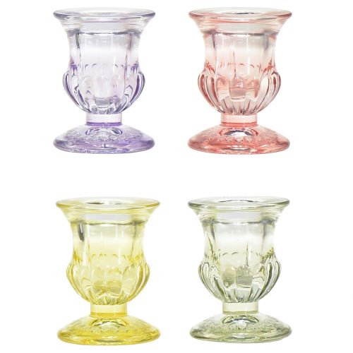 Floristik24 Candle holder glass colored glass candle holder Ø5cm H6cm 4pcs