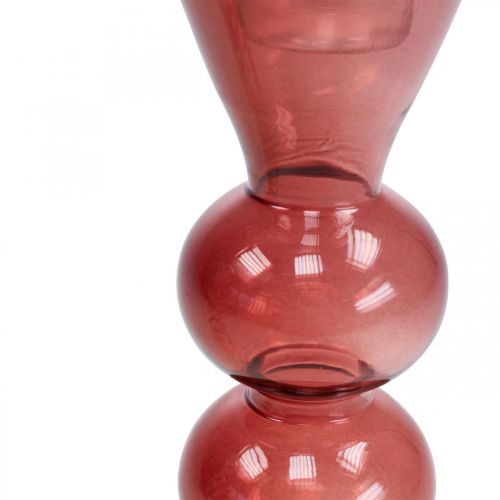 Floristik24 Candlestick glass candlestick pink/rose Ø5-6cm H19cm 2pcs