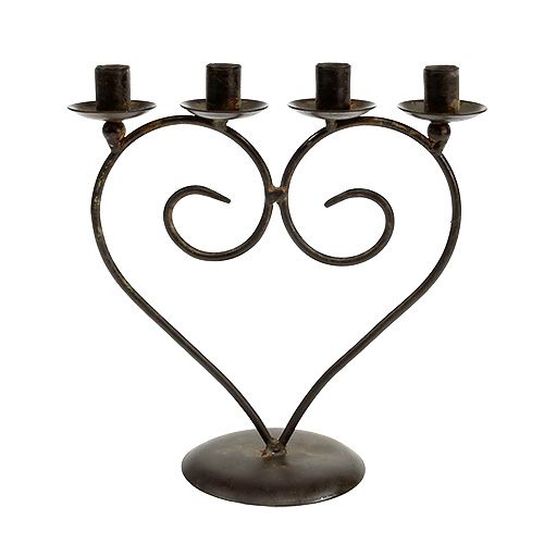 Floristik24 Candle holder in heart shape brown H17cm B16cm