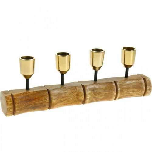 Candle holder made of metal, mango wood, bamboo look L29.5cm Ø2.2cm