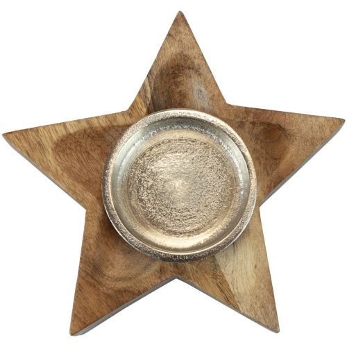Product Candle holder wooden tealight holder star 15x15x5cm 2pcs