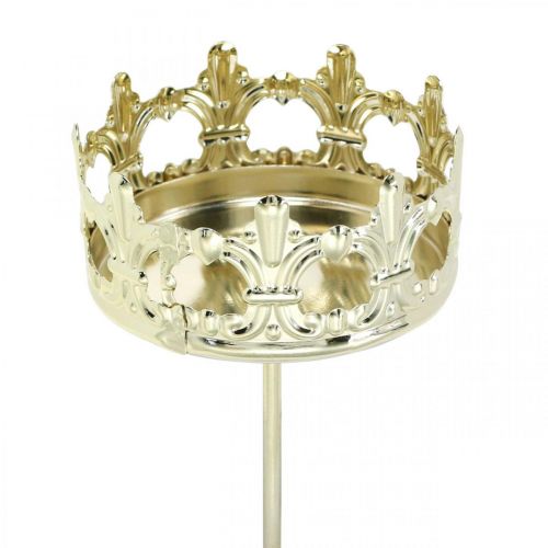 Floristik24 Tealight holder crown, candle decoration Christmas, candle holder for Advent wreath Golden Ø5.5cm 4 pcs