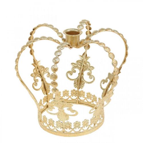 Floristik24 Candlestick crown, table decoration, Advent, metal crown Golden Ø14cm H13cm