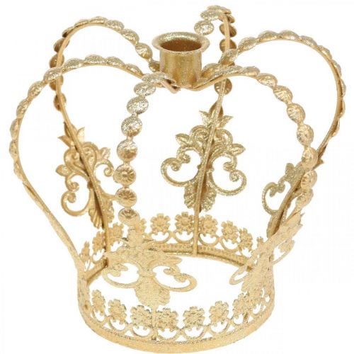 Floristik24 Crown with candle holder, decoration for Christmas, metal decoration, decorative crown golden Ø19.5cm H16cm