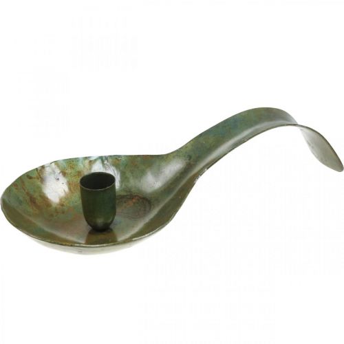 Floristik24 Candlestick metal antique look spoon with patina 25x11x5cm
