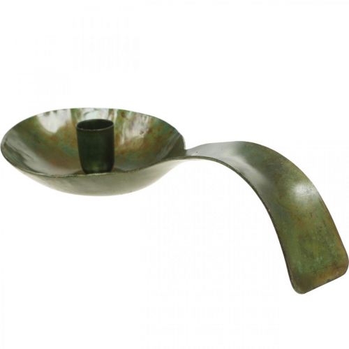 Candlestick metal antique look spoon with patina 25x11x5cm | Floristik24.co.uk