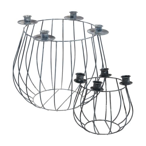 Product Candle holder metal grey mesh basket Ø25/10.5cm set of 2