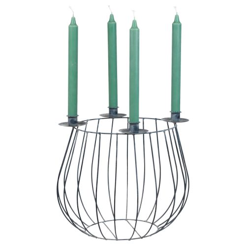 Product Candle holder metal grey mesh basket Ø25/10.5cm set of 2