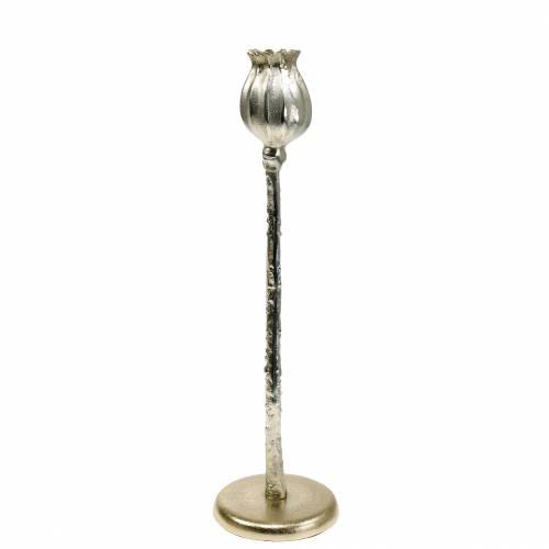 Floristik24 Candlestick poppy flower champagne H41cm