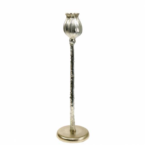 Product Candlestick poppy flower champagne H41cm