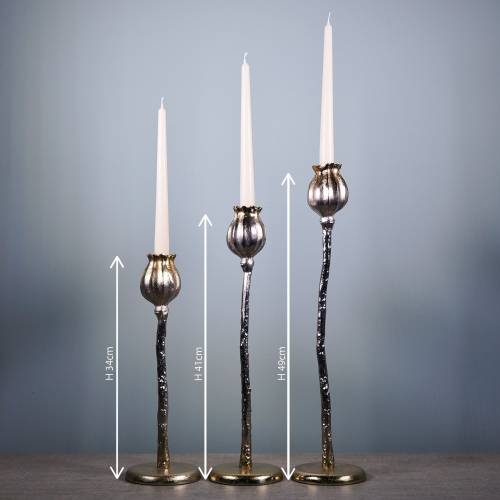 Floristik24 Candlestick poppy flower champagne H49cm