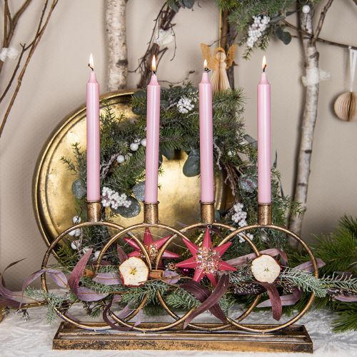 Floristik24 Candle holder stick candle holder vintage 4-flame golden L45cm