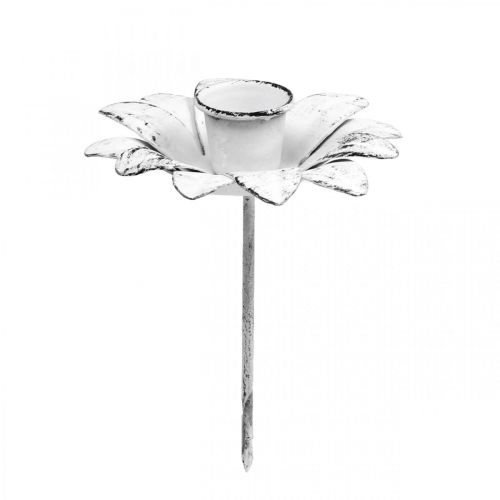 Floristik24.co.uk Candlestick flower metal candlestick to stick White