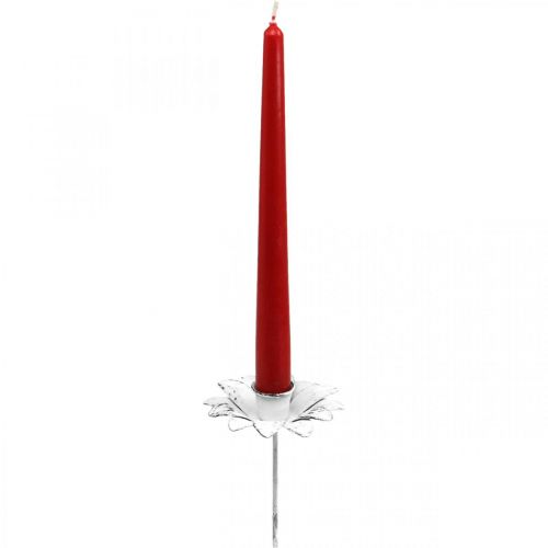 Floristik24 Candlestick flower metal candlestick to stick White Shabby Ø9cm