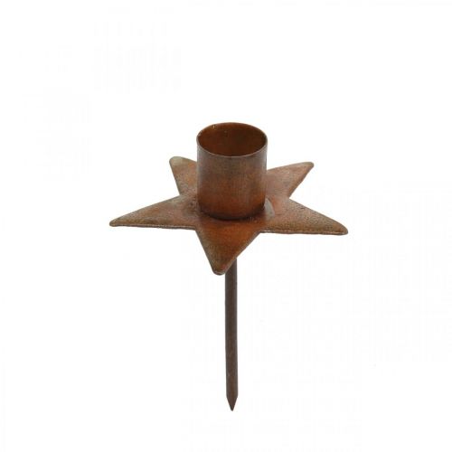 Floristik24 Candle decoration star, tree candle holder for sticking, Christmas decoration made of metal patina Ø5cm