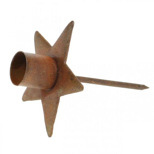 Floristik24 Candle decoration star, tree candle holder for sticking, Christmas decoration made of metal patina Ø5cm