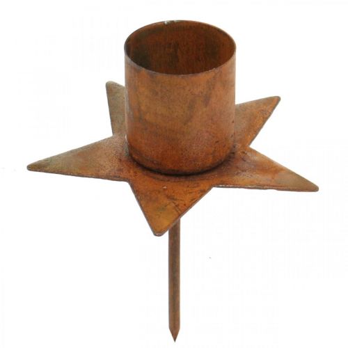 Floristik24 Tapered candle holder star, Advent, plug-in candle holder, metal decoration patina Ø6cm