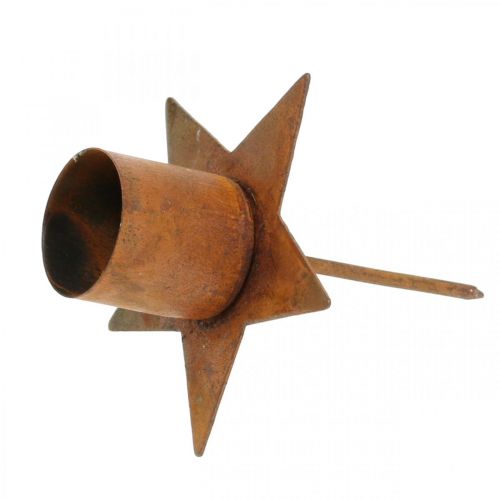Floristik24 Tapered candle holder star, Advent, plug-in candle holder, metal decoration patina Ø6cm