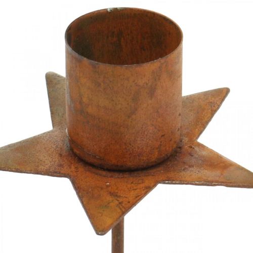Floristik24 Tapered candle holder star, Advent, plug-in candle holder, metal decoration patina Ø6cm