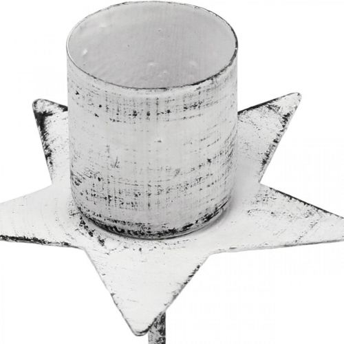 Floristik24 Star to stick, pointed candle holder, Advent decoration, candle holder made of metal white, shabby chic Ø6cm