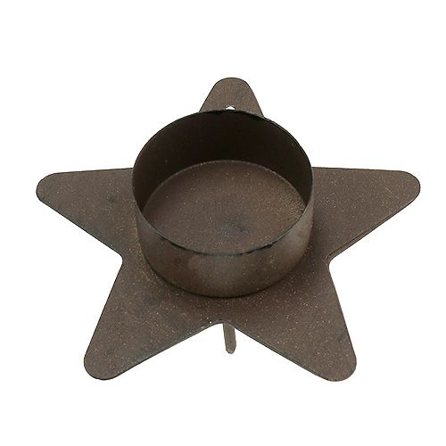 Floristik24 Candle holder star shape for tealights 10x7cm brown