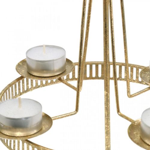 Product Candlestick Pillar Candle Star Gold Ø23cm H49.5cm