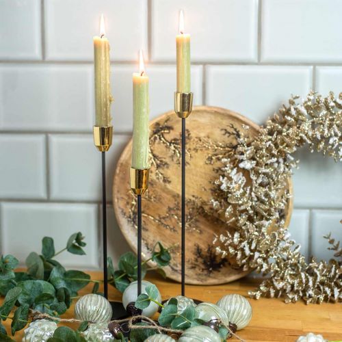 Product Candlestick, metal candle holder, golden / black H33.5cm Ø2.2cm