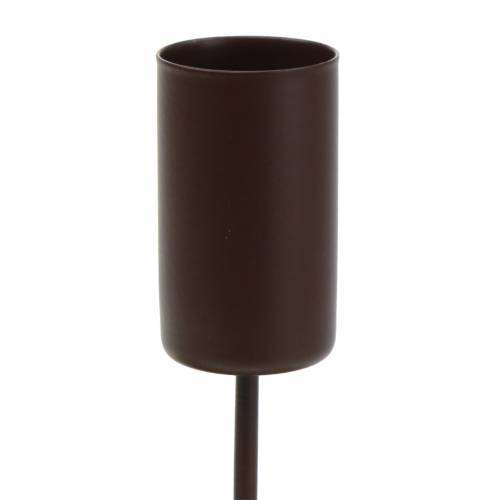 Floristik24 Candlestick for stick candles brown Ø2.3cm H14cm 4pcs