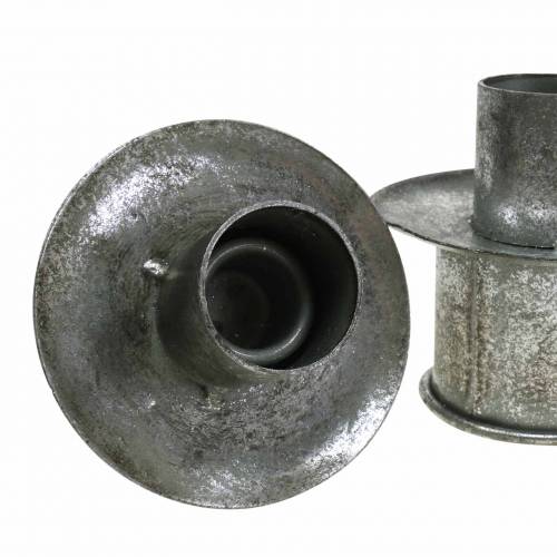 Product Step candle holder set silver antique Ø9.5–10.5cm H7–14cm 4pcs